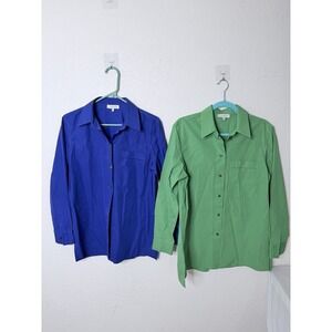 Lafayette 148 Button Up Blouse Womens S Cotton Lot of 2 Classic Capsule Career
